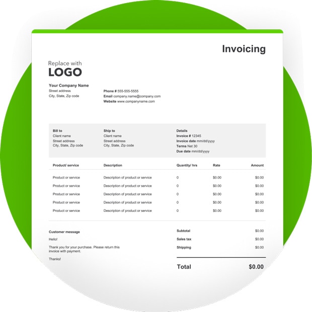 Image of a proforma invoice